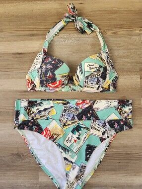 Victoria's Secret 36B Mint Multi Postcard Print Bikini